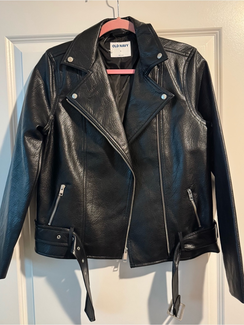 Old Navy Black Faux Leather Moto-Style Jacket